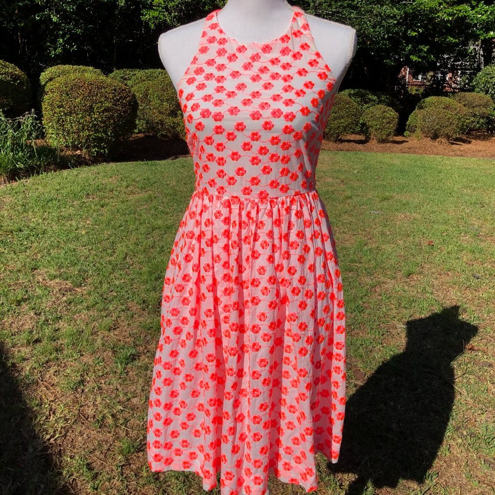 J. Crew Hot Pink Flower Floral Dress w/ Pockets!